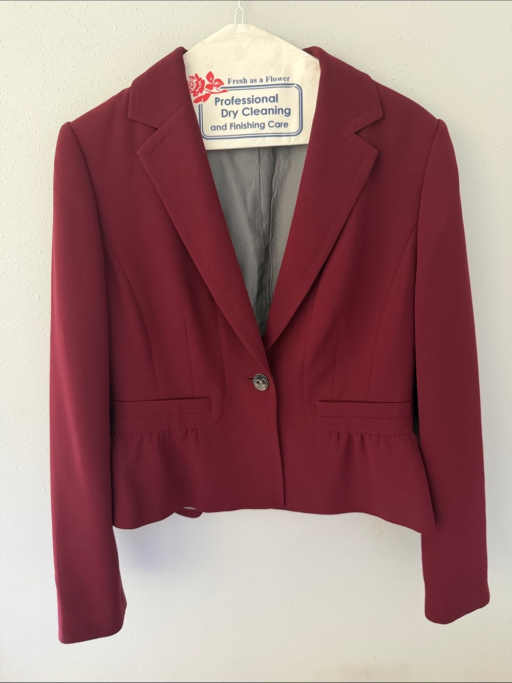 Calvin Klein Women's Burgundy Single-Button Tailored Blazer